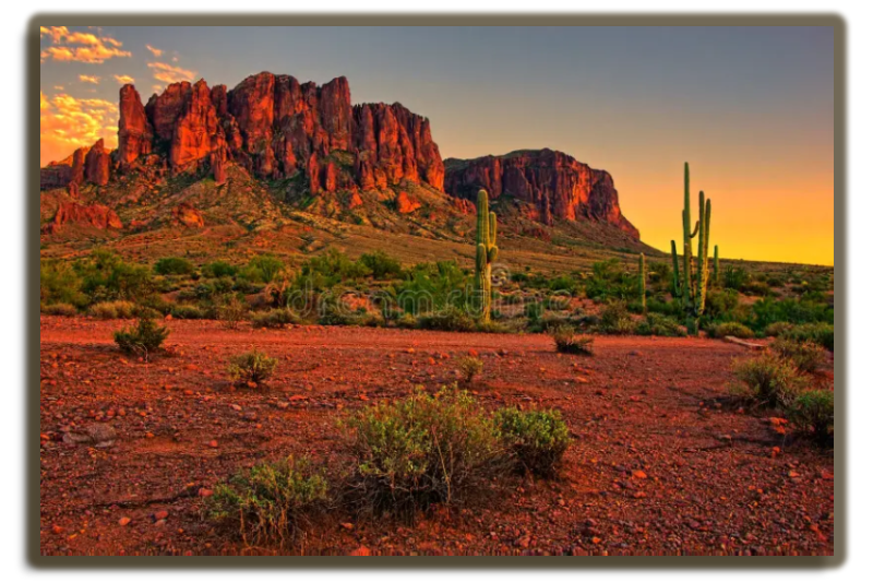 Desert sunset view of the mountains near Phoenix AZ